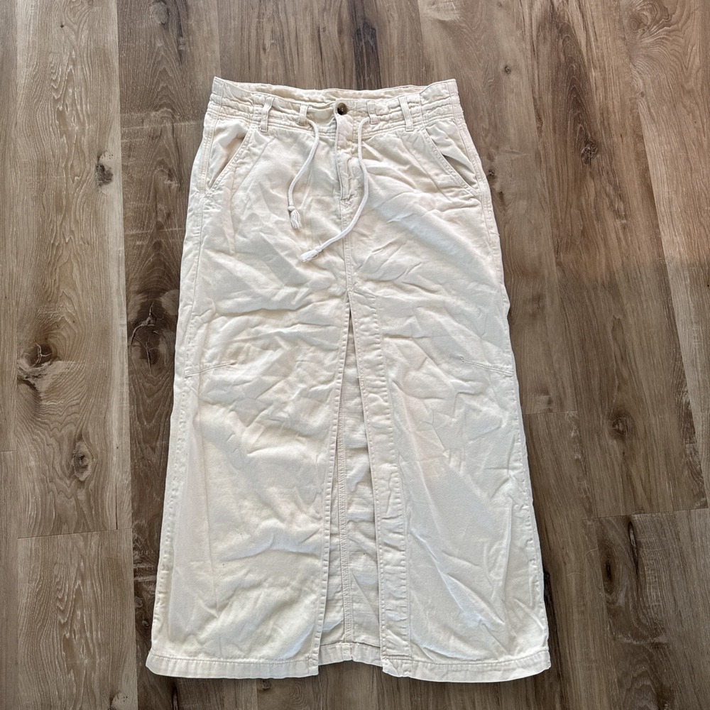 Free People Soft Denim Pencil‎ Long White Skirt Sz 10 cowboy rodeo dressy  maxi